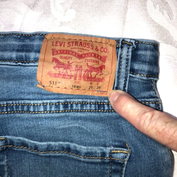 Levi’s 511 Jeans 16 Big Kids Light Wash Denim 27 X 29 Boys Stretch Adjust - Picture 3 of 6